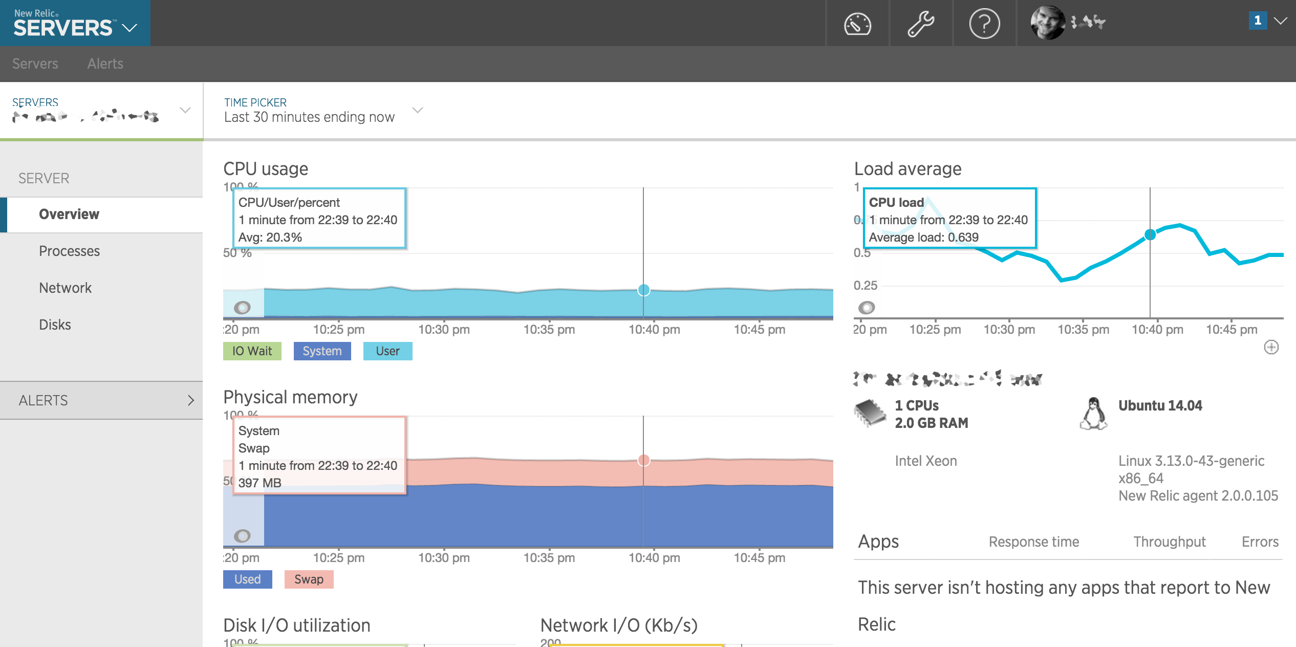 newrelic screenshot server stats